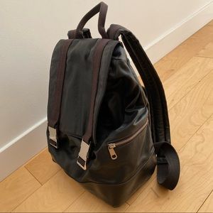 APC waxed canvas and leather backpack